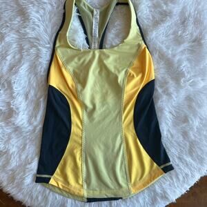 Size 4 Lululemon Yellow and Blue Racerback Tank Top